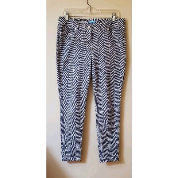J. McLaughlin Women’s Geometric Print Skinny Jeans Blue Size 10 - Picture 1 of 10
